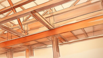 Obraz premium bare steel beams in a construction site