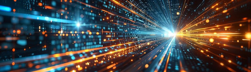 A visualization of cargo paths illuminated within a sprawling digital structure, depicting advanced logistics