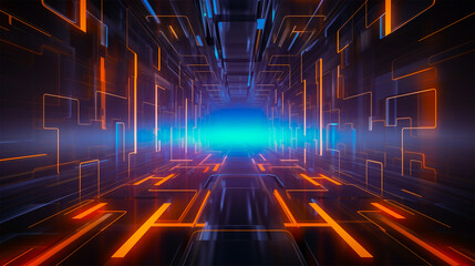 Abstract modern AI futuristic technology neon light effect network digital Connections data design background