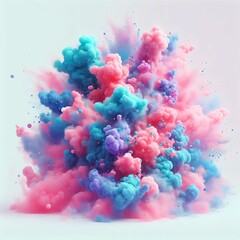 Abstract Pink Party Fog: Isolated Blue, Teal, Purple, and Aqua Smoke Clouds. 3D Special Effects Fog Cloud Graphics for a White Background, Creating a Magical Birthday Atmosphere