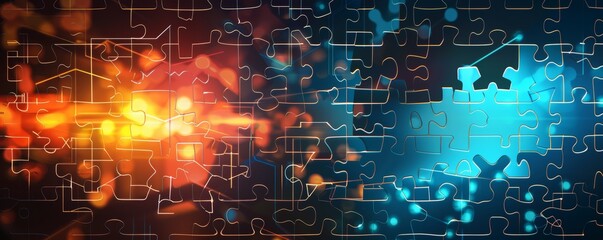 Digital image depicting a jigsaw puzzle with pieces connecting, symbolizing solution and teamwork