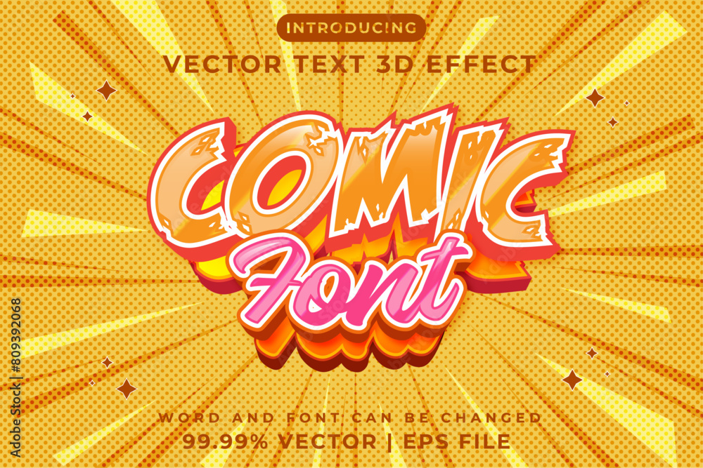 Poster editable 3d text effect - comic font 90s 3d text effect template.