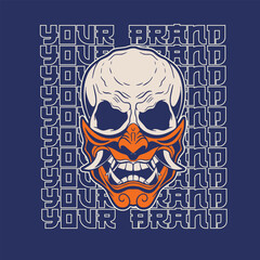 Oni japanese devil mask, Vector illustration	
