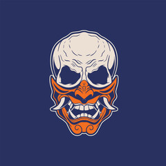Oni japanese devil mask, Vector illustration	

