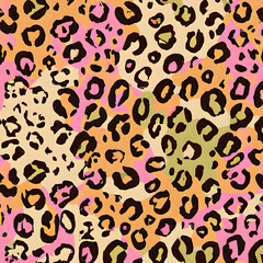 Fototapeta premium Colorful leopard print seamless pattern. Leopard skin texture