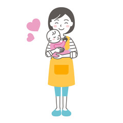赤ちゃんを抱っこするお母さん