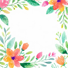 Watercolor flower ornaments frame border background, illustration design