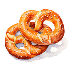 Digital technology bread pretzel watercolor design illustration