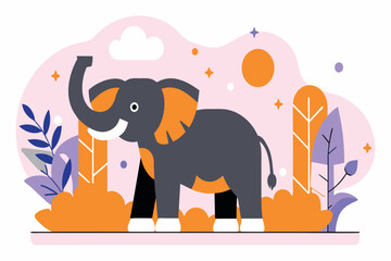 A stylized elephant against orange hues, evoking a serene sunset ambiance