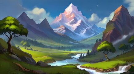 Obraz premium Beautiful colorful nature landscape view