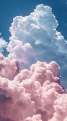 Majestic cotton candy clouds against blue sky