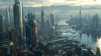 abstract futuristic city. beautiful city images concept.