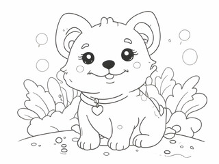 Fototapeta premium Cute dog drawing coloring book