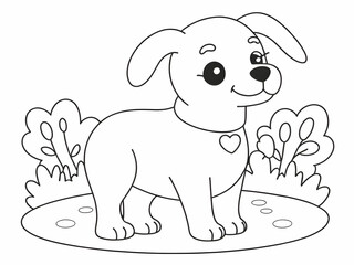 Cute dog drawing coloring book