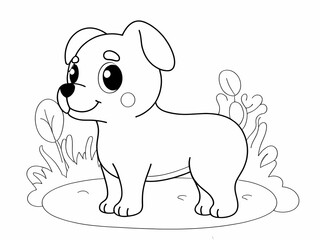 Naklejka premium Cute dog drawing coloring book