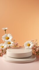3d podium background. Embodies luxury and sophistication, ideal for showcasing cosmetic, skincare, and fashion products.