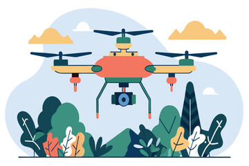 A small red and green flying device soars through the sky