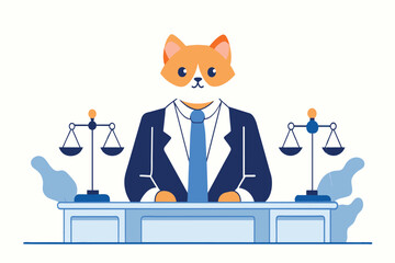 A cartoon fox dressed in judge attire adjudicates from the bench