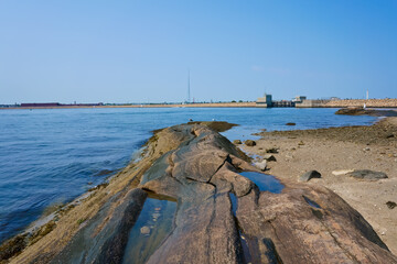 Rocky beach of Fort Pheonix State Reservation MA USA