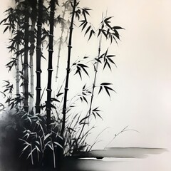 drawing. bamboo. oriental. Hand edited.