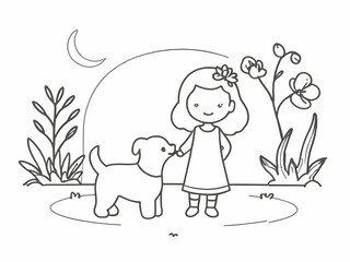 Girl with the dog drawing