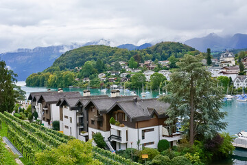 Scenic landscape of Spiez Switzerland 