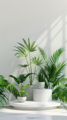 A minimalistic scene of podium display. Showcase for the presentation of products.