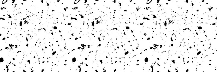 Paint splatter sprinkle vector seamless pattern. Black splashed ink spray backdrop. Monochromatic sprinkled watercolor dribble drizzle texture. Dirty gritty sprinkles spatter on transparent background