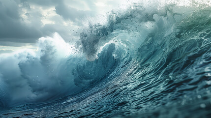 there is a large wave coming in to the shore of the ocean - Powered by Adobe
