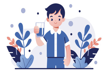 A man holding a glass of water in his hand