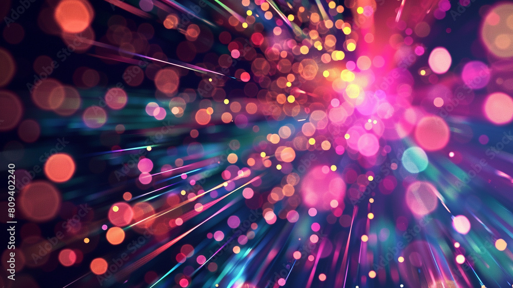 Wall mural blurred bokeh light on futuristic abstract background.