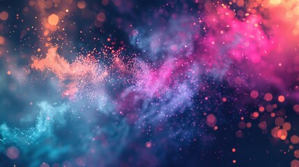 Vibrant particles moving in an abstract background