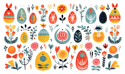 Happy easter egg hand drawn seamless pattern gouache illustration seasonal funny, cute, colorful