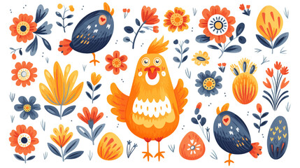 Happy easter egg hand drawn seamless pattern gouache illustration seasonal funny, cute, colorful