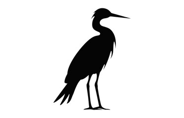 Snowy Egret Bird Silhouette Vector art, Egret black Silhouette Clipart