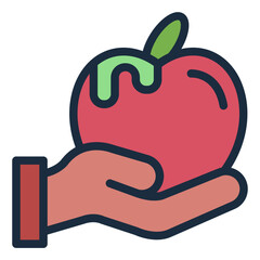 Hand holding Apple icon