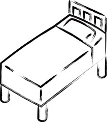 医療関連の筆書きイラスト　ベッド