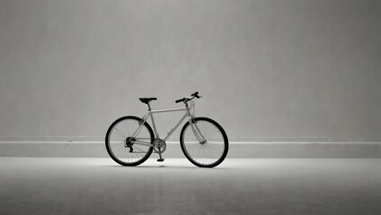 Against a blank canvas of pure white, a lone bike rests, its silhouette a symbol of freedom and solitude ai_generated
