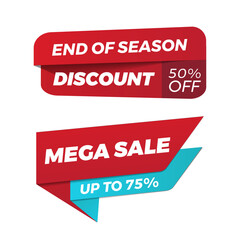 Vector mega sale up to 75. end of season discount vector illustration.