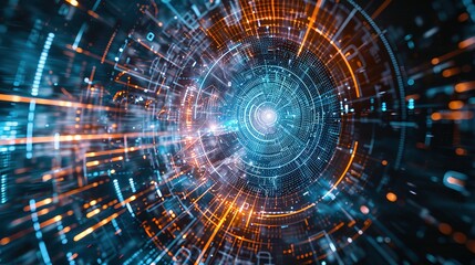 Fototapeta premium An Abstract Digital Background for Harmonizing the Intersection of Technology, Neural Networks, Artificial Intelligence, Data Security, Digital Archives, Multimedia, and Scientific Research