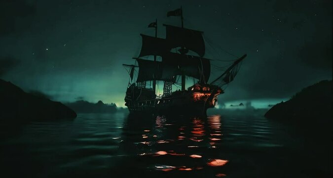 Pirate ship in the night