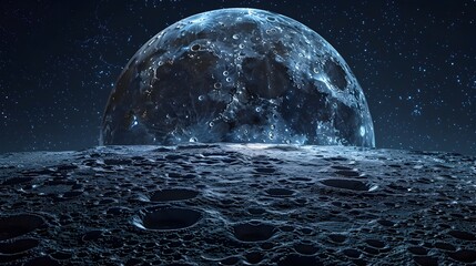Captivating Close up of the Moon s Surface Under a Starry Night Sky