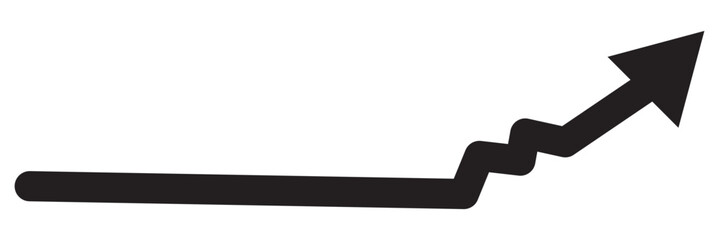 Black wavy arrow vector icon. Thine long curly long arrow.