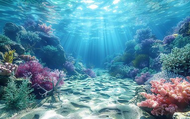 A beautiful coral reef dropoff, where the shallow reef suddenly plunges into the deep blue abyss