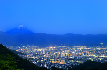富士山　夜景　山梨県甲府市