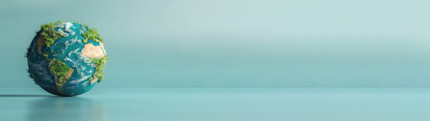 Fototapeta premium Earth day concept, 3D render clay of the earth, best for earth day or green day theme.