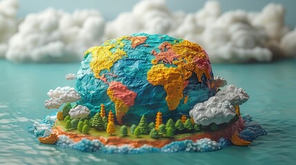 Earth day concept, 3D render clay of the earth, best for earth day or green day theme.