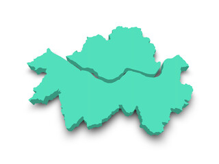 cyan 3d map of Seoul City,  map of the South Korean Seoul City