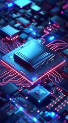 Working for Chiplets Technology image in the future, And hight tecnology. It is a 3D image from a real image.