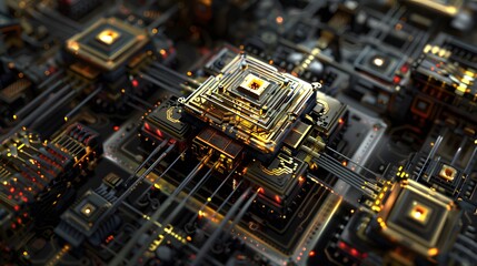 Working for Chiplets Technology image in the future, And hight tecnology. It is a 3D image from a real image.